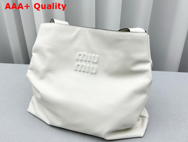 Miu Miu Leather Hobo Bag in White 5BC119 Replica