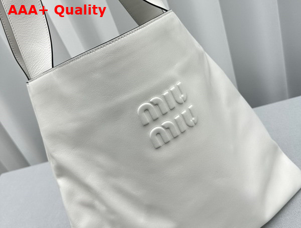 Miu Miu Leather Hobo Bag in White 5BC119 Replica