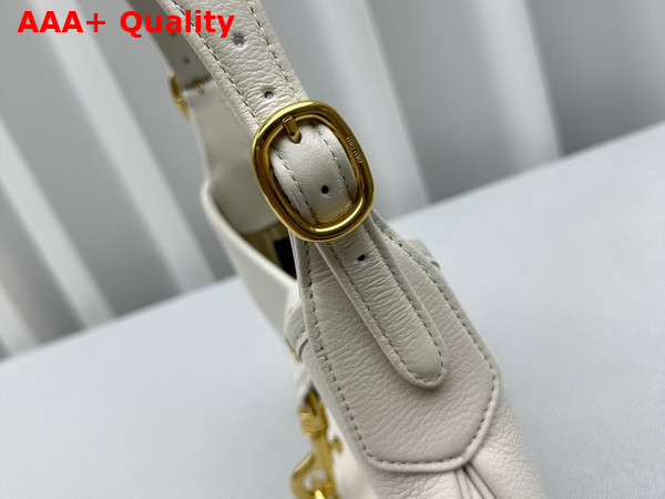 Miu Miu Leather Hobo Bag in White Goatskin with Snap Hook Replica