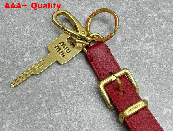 Miu Miu Leather Key Ring Trick in Red 5TT176 Replica