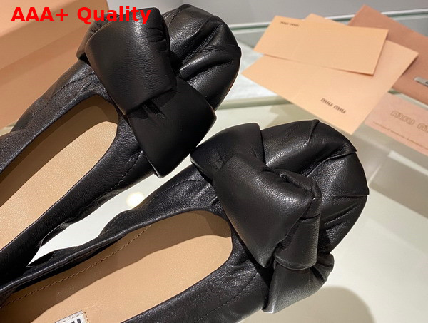 Miu Miu Leather Knot Ballerinas in Black Replica