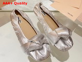 Miu Miu Leather Knot Ballerinas in Silver Replica