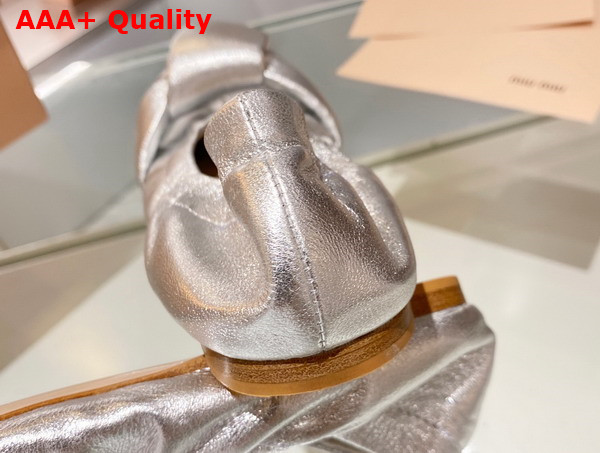 Miu Miu Leather Knot Ballerinas in Silver Replica
