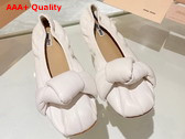 Miu Miu Leather Knot Ballerinas in White Replica