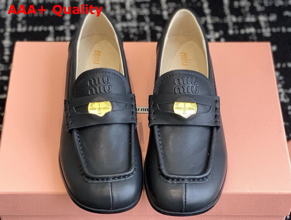 Miu Miu Leather Loafers in Black 5D398E Replica
