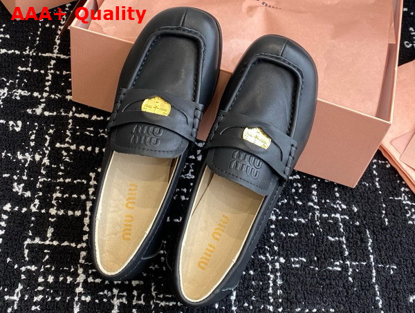 Miu Miu Leather Loafers in Black 5D398E Replica