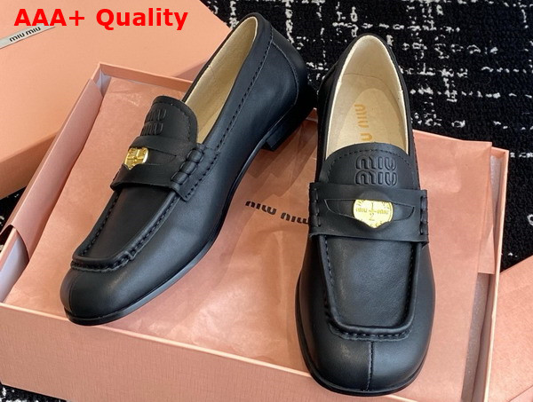 Miu Miu Leather Loafers in Black 5D398E Replica