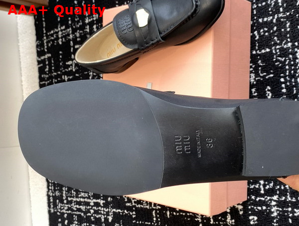 Miu Miu Leather Loafers in Black 5D398E Replica