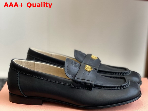 Miu Miu Leather Loafers in Black 5D398E Replica