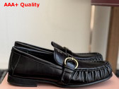 Miu Miu Leather Loafers with Buckle in Black 5D740E Replica