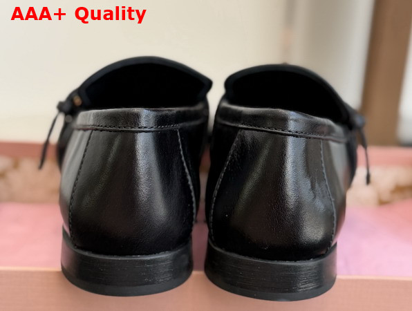 Miu Miu Leather Loafers with Buckle in Black 5D740E Replica
