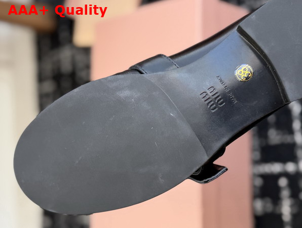 Miu Miu Leather Loafers with Buckle in Black 5D740E Replica