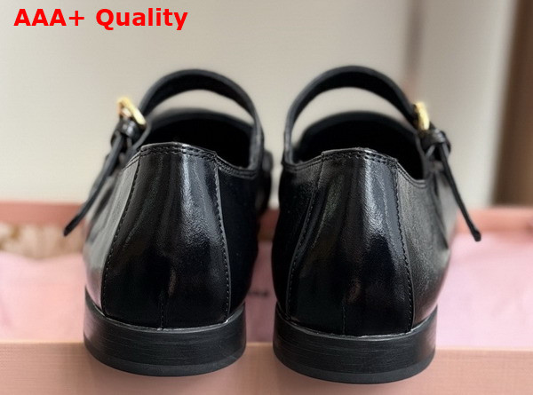 Miu Miu Leather Loafers with Strap in Black 5D563E Replica