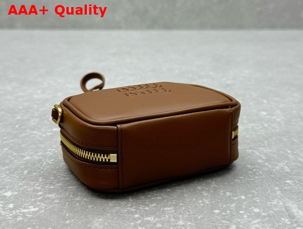 Miu Miu Leather Micro Bag in Cognac 5NR036 Replica