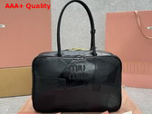 Miu Miu Leather Patchwork Top Handle Bag in Black 5BB117 Replica