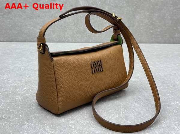 Miu Miu Leather Pouch in Caramel and Larch Green 5NF462 Replica