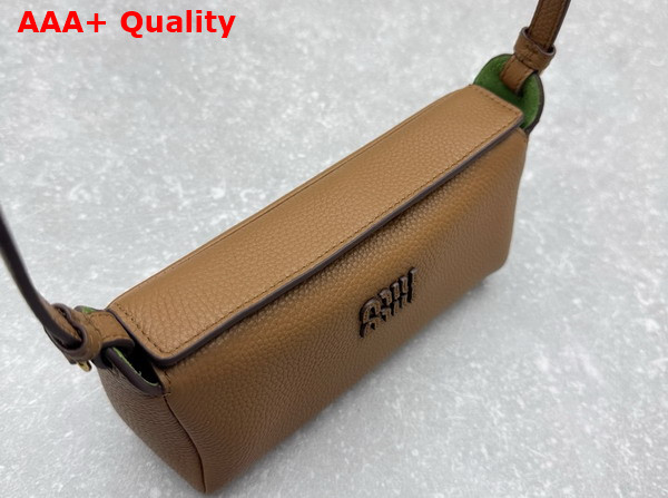 Miu Miu Leather Pouch in Caramel and Larch Green 5NF462 Replica