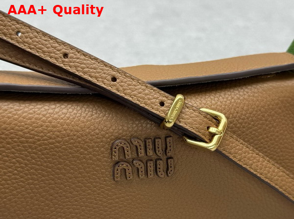 Miu Miu Leather Pouch in Caramel and Larch Green 5NF462 Replica