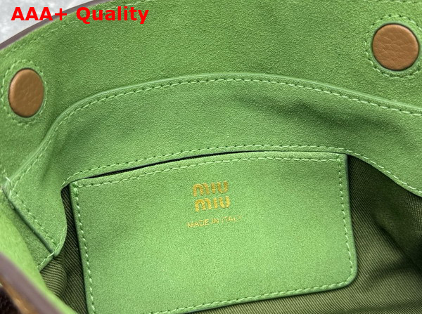 Miu Miu Leather Pouch in Caramel and Larch Green 5NF462 Replica
