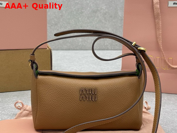 Miu Miu Leather Pouch in Caramel and Larch Green 5NF462 Replica