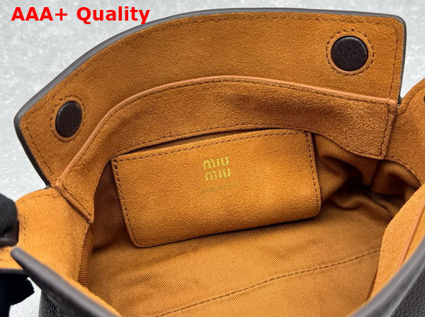 Miu Miu Leather Pouch in Dark Brown and Papaya 5NF462 Replica
