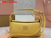 Miu Miu Leather Pouch in Ginista Yellow and Olive Green 5NF462 Replica