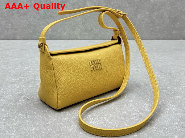 Miu Miu Leather Pouch in Ginista Yellow and Olive Green 5NF462 Replica