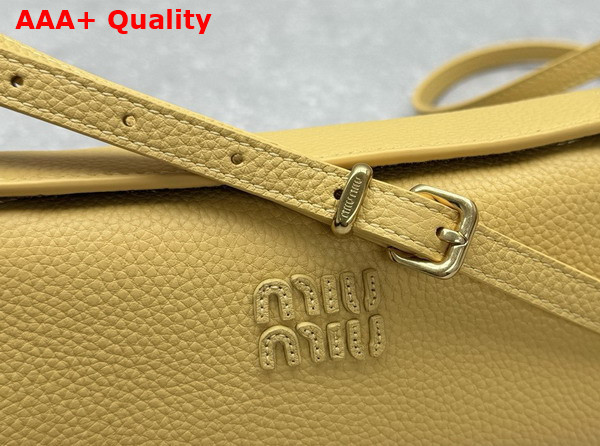 Miu Miu Leather Pouch in Ginista Yellow and Olive Green 5NF462 Replica