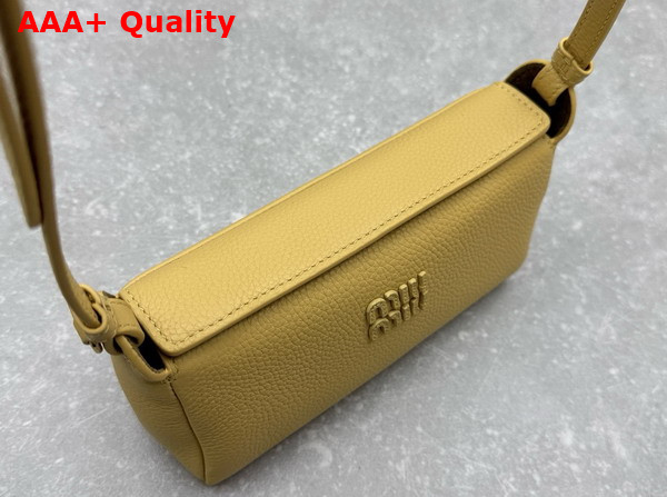 Miu Miu Leather Pouch in Ginista Yellow and Olive Green 5NF462 Replica