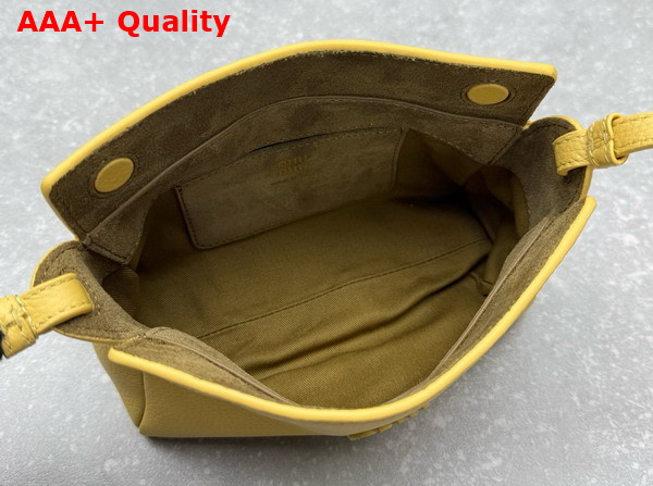 Miu Miu Leather Pouch in Ginista Yellow and Olive Green 5NF462 Replica