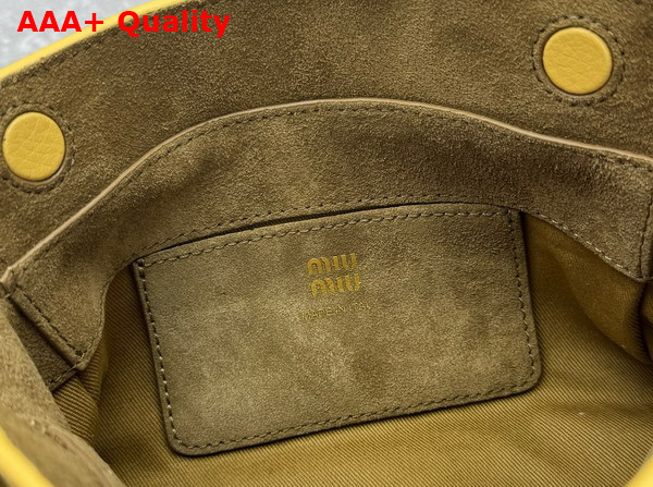 Miu Miu Leather Pouch in Ginista Yellow and Olive Green 5NF462 Replica