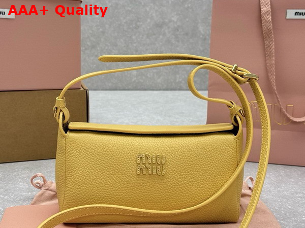 Miu Miu Leather Pouch in Ginista Yellow and Olive Green 5NF462 Replica