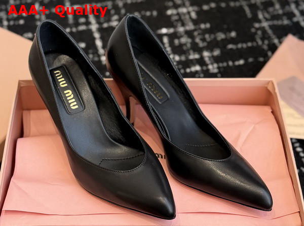 Miu Miu Leather Pumps in Black Calf Leather 5I546E Replica