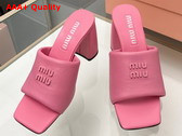 Miu Miu Leather Sandals with Metal Lettering Logo in Begonia Pink 5XX614 Replica