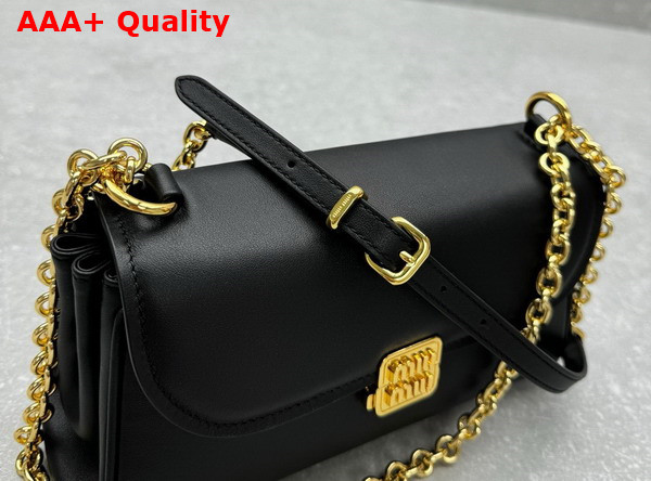 Miu Miu Leather Shoulder Bag in Black 5BD266 Replica