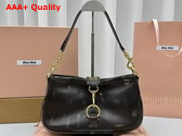 Miu Miu Leather Shoulder Bag with Snap Hook in Brown 5BC123 Replica
