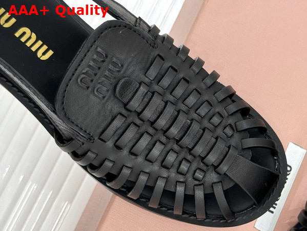 Miu Miu Leather Slingback Loafers in Black 5D607E Replica
