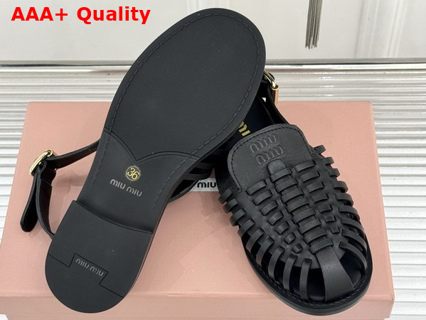 Miu Miu Leather Slingback Loafers in Black 5D607E Replica