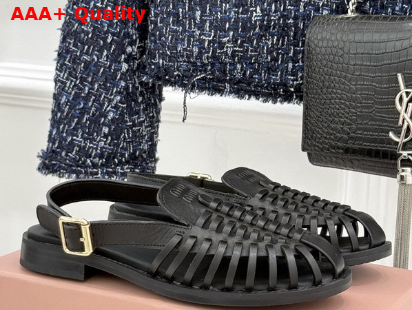 Miu Miu Leather Slingback Loafers in Black 5D607E Replica