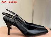 Miu Miu Leather Slingback Pumps in Black Calf Leather 5I555E Replica