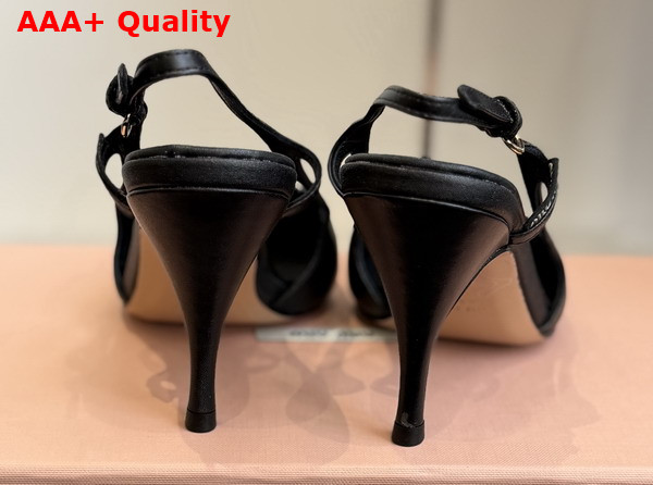 Miu Miu Leather Slingback Pumps in Black Calf Leather 5I555E Replica