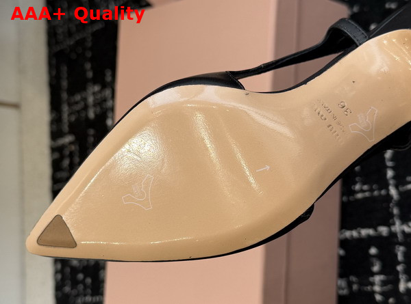 Miu Miu Leather Slingback Pumps in Black Calf Leather 5I555E Replica