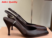 Miu Miu Leather Slingback Pumps in Dark Brown Calf Leather Waxed by Hand Reveals a Sensual 5I555E Replica