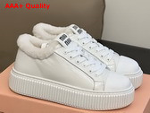 Miu Miu Leather Sneaker in White Leather with Shearling Replica