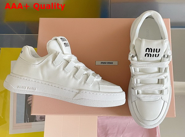 Miu Miu Leather Sneakers in White 5E912D Replica