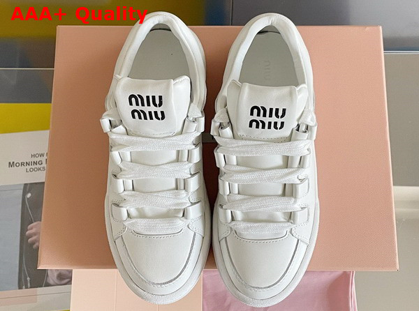 Miu Miu Leather Sneakers in White 5E912D Replica