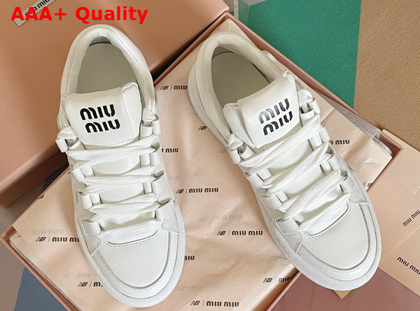 Miu Miu Leather Sneakers in White 5E912D Replica