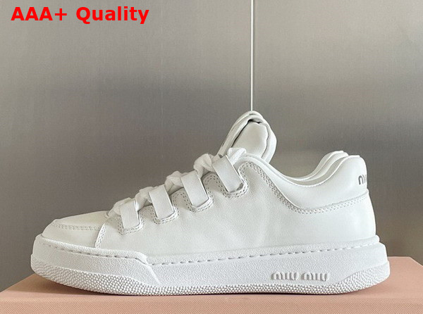 Miu Miu Leather Sneakers in White 5E912D Replica