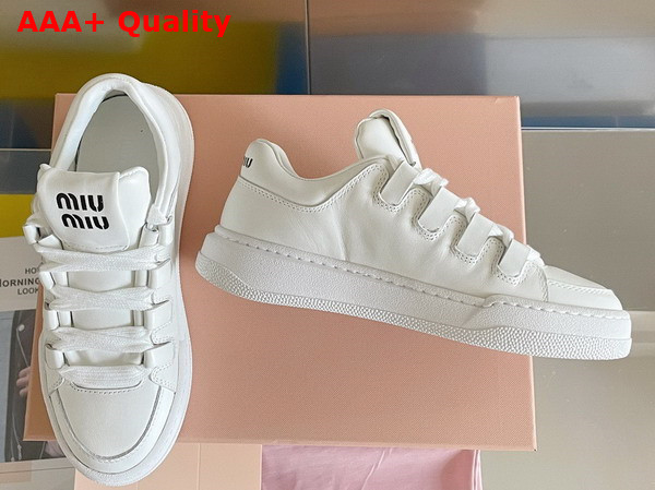 Miu Miu Leather Sneakers in White 5E912D Replica