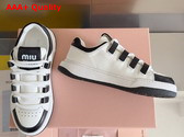 Miu Miu Leather Sneakers in White and Black 5E912D Replica